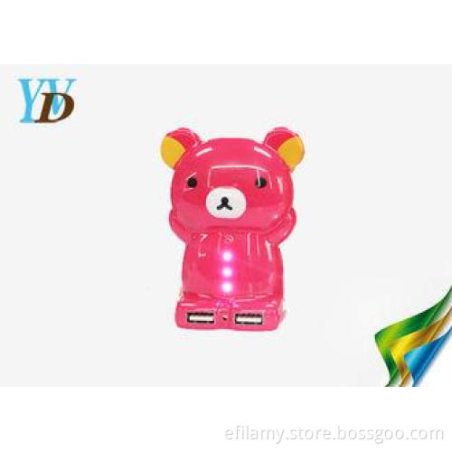 Cartoon Bear LED LCD Dual USB 5200mAh Mobile Rechargeable P